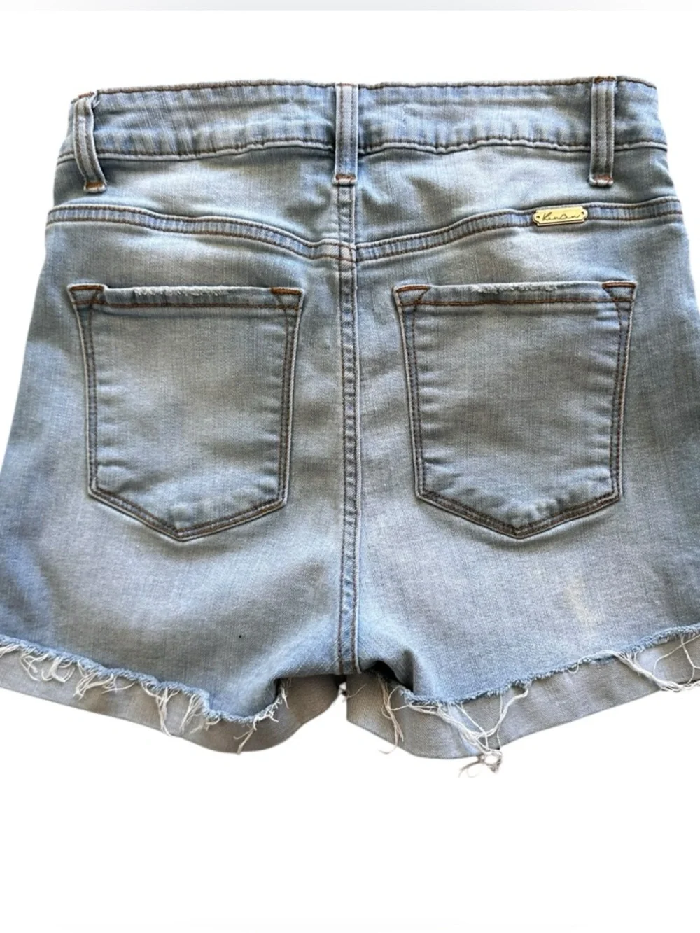 Kancan Distressed Light Wash Button Fly Denim Shorts Size M